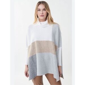 NWT Joseph Ribkoff Turtleneck Poncho Sweater BOXY Tunic oversized XS/S neutral
